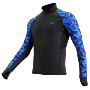 Speedo Maglia Uomo Protect+ (Black-Blue Flame)